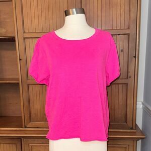 Maeve Anthropologie Short Sleeve Crewneck TShirt, Raw Hems, Sz M